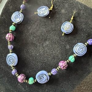 Kenyan Handmade Beaded Necklace and Earring Set